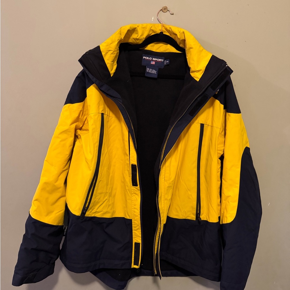 Vintage Polo Sport RL Ralph Lauren Hooded Coat. 90s. Y2K. Damaged Zipper Pull